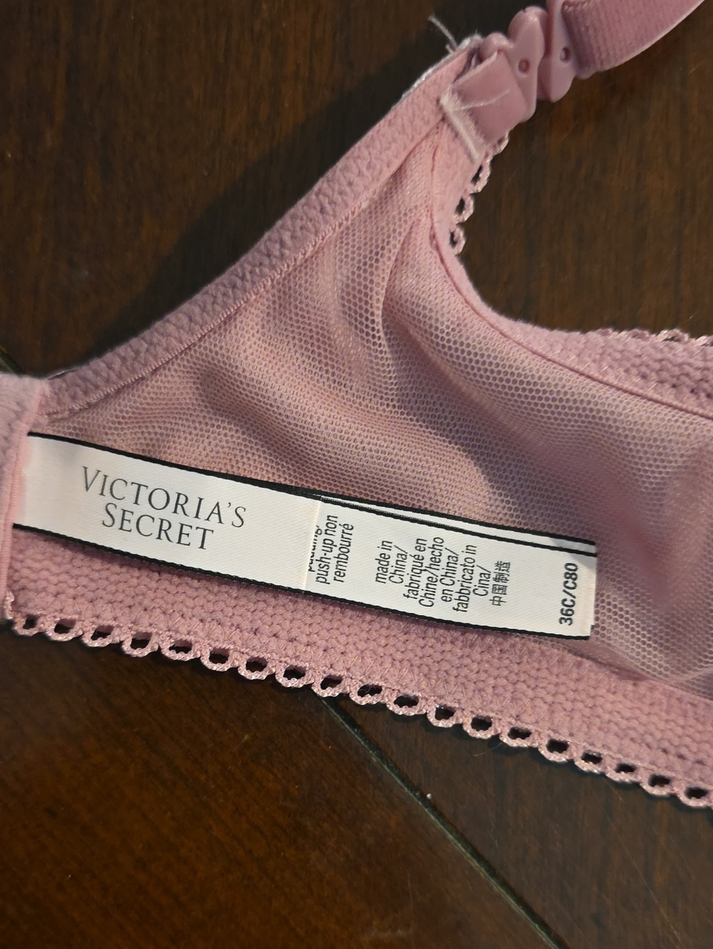 (J15) Victoria's Secret Lavender Pink Lace Underwire Bra - Picture 7 of 7